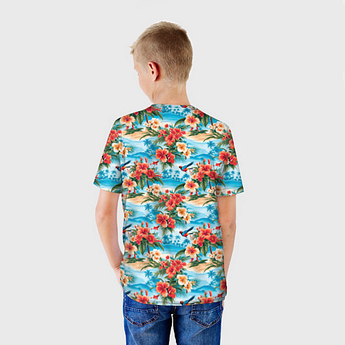 Детская футболка Гавайский стиль летние цветы / 3D-принт – фото 4