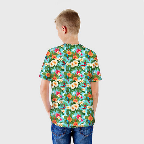 Детская футболка Цветочки гавайский стиль / 3D-принт – фото 4