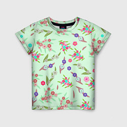 Детская футболка Цветы на веточках и листья