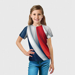 Футболка детская Белая синяя красная абстракция, цвет: 3D-принт — фото 2