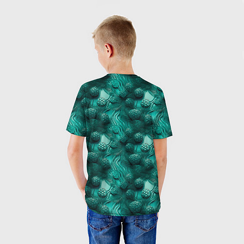 Детская футболка Абстрактные зеленые шишки / 3D-принт – фото 4