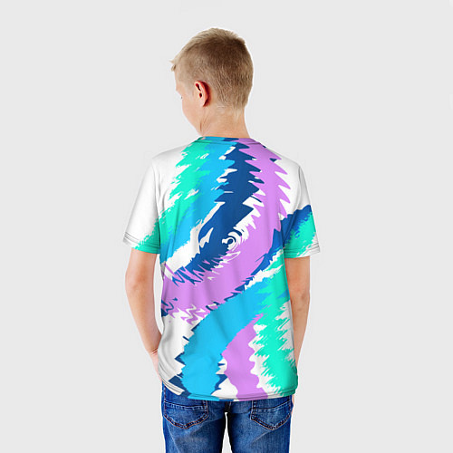 Детская футболка Абстрактный рисунок неоновых тонов / 3D-принт – фото 4