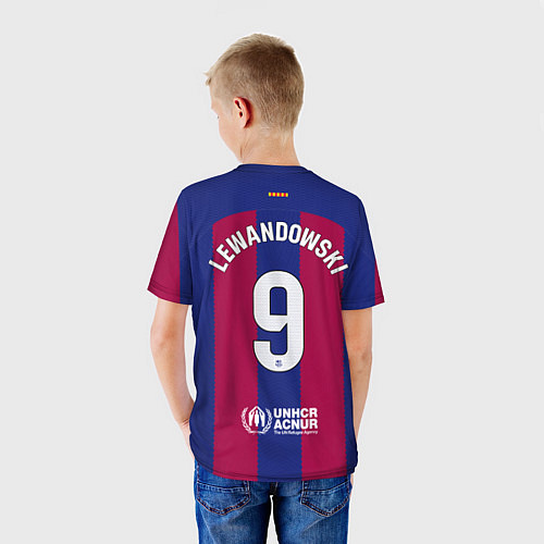 Детская футболка Роберт Левандовский Барселона форма 2324 домашняя / 3D-принт – фото 4