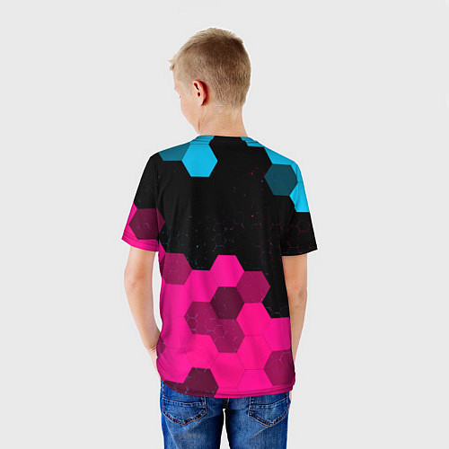 Детская футболка Elden Ring - neon gradient: символ сверху / 3D-принт – фото 4