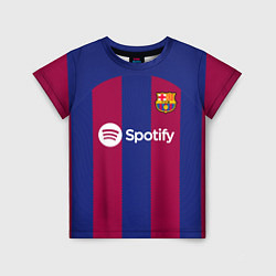 Футболка детская Лионель Месси Барселона форма 2324 домашняя, цвет: 3D-принт