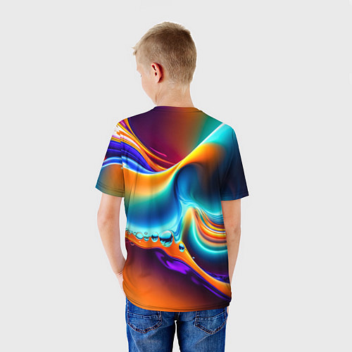 Детская футболка Радужные линии абстракция / 3D-принт – фото 4