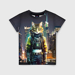 Детская футболка Cool cat in New York city at night