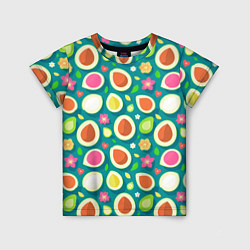 Детская футболка Текстура авокадо и цветы
