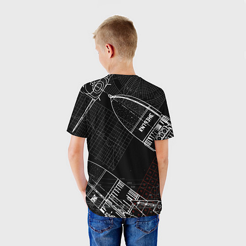 Детская футболка Чертеж ракеты / 3D-принт – фото 4