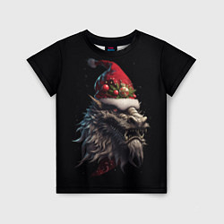Детская футболка Дракон в шапке Санта Клауса: арт нейросети