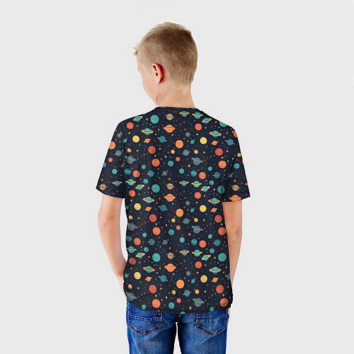 Детская футболка Темный космос с планетами паттерн / 3D-принт – фото 4