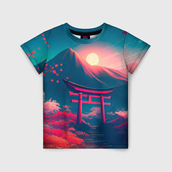 Детская футболка Японский вечерний пейзаж - тории