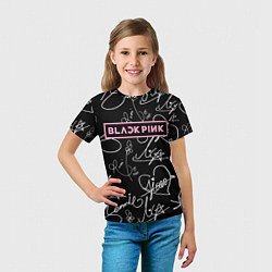 Футболка детская Blackpink - автографы, цвет: 3D-принт — фото 2