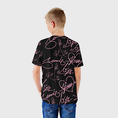 Детская футболка Блэкпинк - розовые автографы / 3D-принт – фото 4