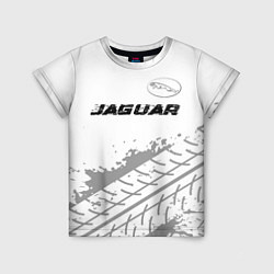 Детская футболка Jaguar speed на светлом фоне со следами шин: симво