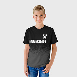 Футболка детская Minecraft glitch на темном фоне: символ сверху, цвет: 3D-принт — фото 2