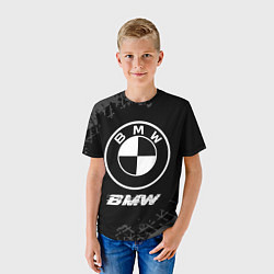 Футболка детская BMW speed на темном фоне со следами шин, цвет: 3D-принт — фото 2
