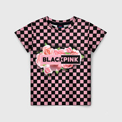 Футболка детская Blackpink logo roses, цвет: 3D-принт