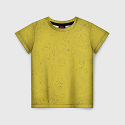 Детская футболка Рябь - зеленовато-желтый и фиолетовый - узор Хуф и