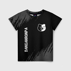 Детская футболка Danganronpa glitch на темном фоне: надпись, символ