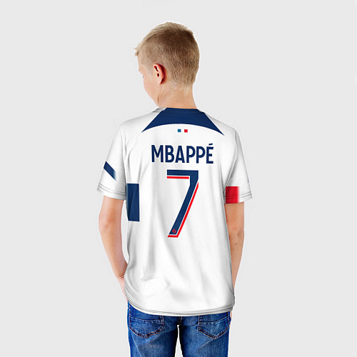 Детская футболка Килиан Мбаппе форма ПСЖ 2324 гостевая / 3D-принт – фото 4