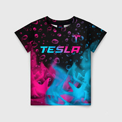 Детская футболка Tesla - neon gradient: символ сверху