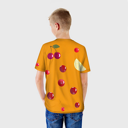 Детская футболка Ягоды и лимон, оранжевый фон / 3D-принт – фото 4