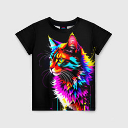 Детская футболка Неоновый пушистик - кот