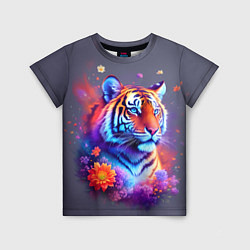 Детская футболка Тигр и краски - нейросеть