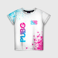 Детская футболка PUBG neon gradient style: надпись, символ