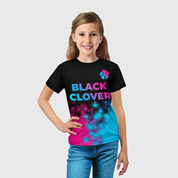 Футболка детская Black Clover - neon gradient: символ сверху, цвет: 3D-принт — фото 2