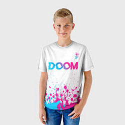 Футболка детская Doom neon gradient style: символ сверху, цвет: 3D-принт — фото 2