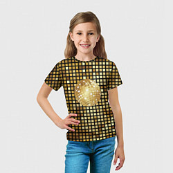 Футболка детская Золотой диско шар и золотая мозаика, цвет: 3D-принт — фото 2