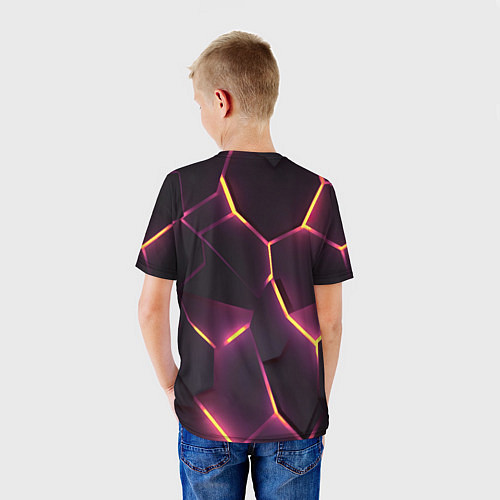 Детская футболка Пурпурные неоновые плиты / 3D-принт – фото 4