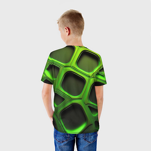 Детская футболка CS GO объемные зеленые соты / 3D-принт – фото 4
