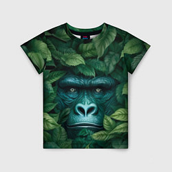 Детская футболка Горилла в кустах джунгли