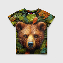 Детская футболка Медведь в листьях