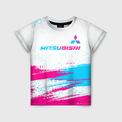 Детская футболка Mitsubishi neon gradient style: символ сверху