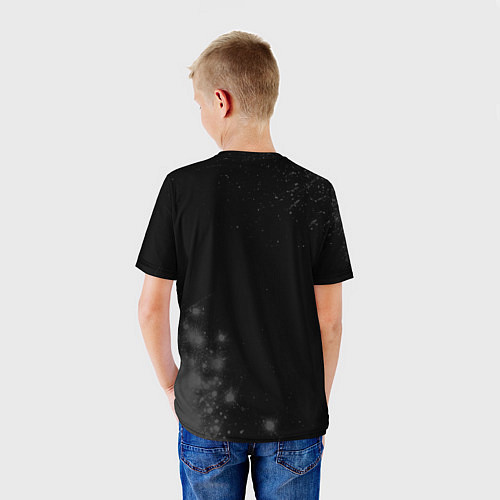 Детская футболка Valorant glitch на темном фоне: надпись, символ / 3D-принт – фото 4