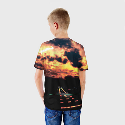 Детская футболка Боинг 737 Суровый закат / 3D-принт – фото 4