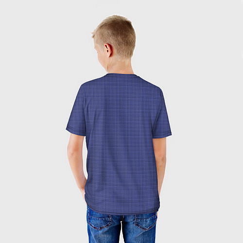 Детская футболка Мелкая синяя клетка / 3D-принт – фото 4