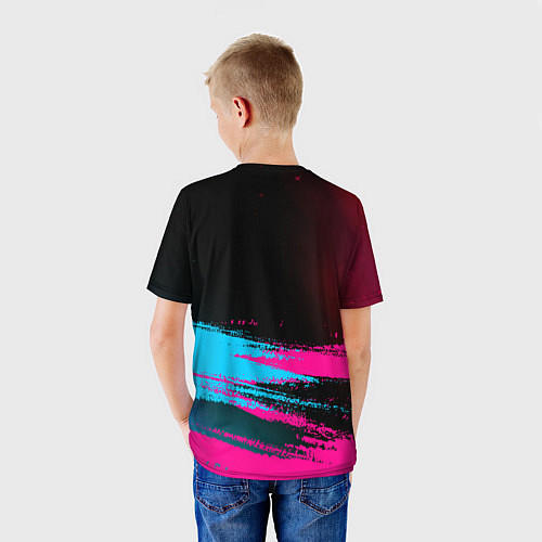 Детская футболка Ford - neon gradient: символ сверху / 3D-принт – фото 4