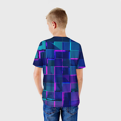 Детская футболка Неоновая мозаика из стекла / 3D-принт – фото 4