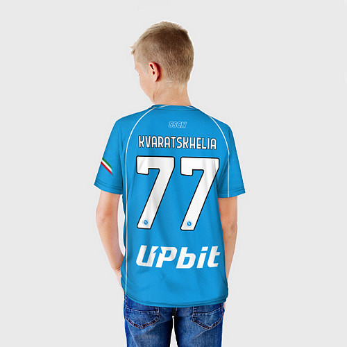 Детская футболка Хвича Кварацхелия Наполи форма 2324 домашняя / 3D-принт – фото 4