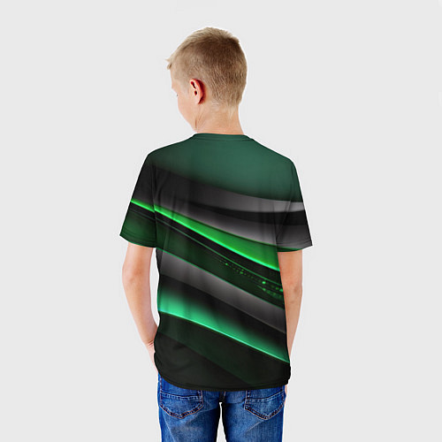 Детская футболка Black green line / 3D-принт – фото 4