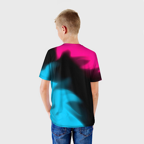Детская футболка Jaguar - neon gradient: надпись, символ / 3D-принт – фото 4