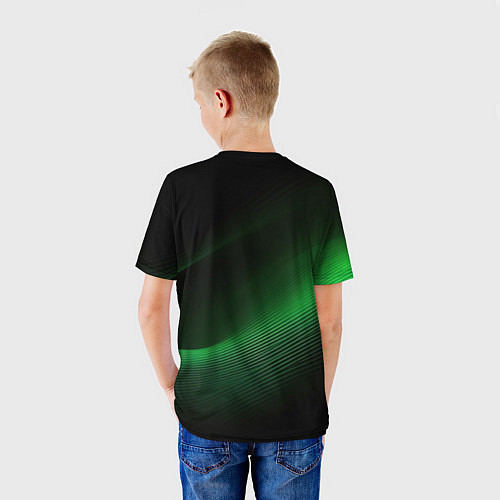 Детская футболка Герб РФ зеленый черный фон / 3D-принт – фото 4