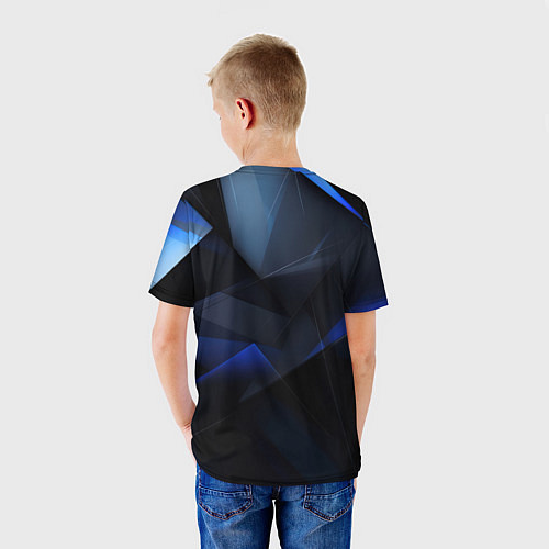 Детская футболка Черная и голубая текстура / 3D-принт – фото 4