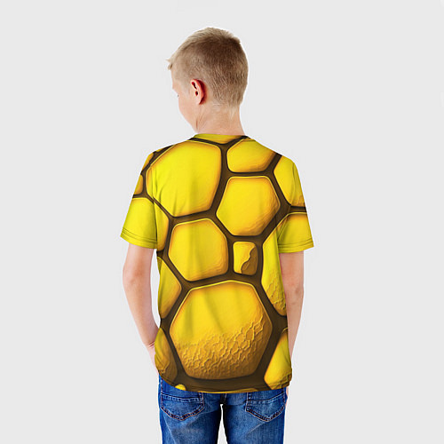 Детская футболка Желтые объемные плиты / 3D-принт – фото 4
