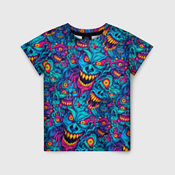Детская футболка Неоновые монстры - graffiti art style pattern